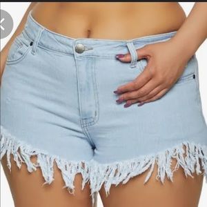 Denim Fringe Shorts